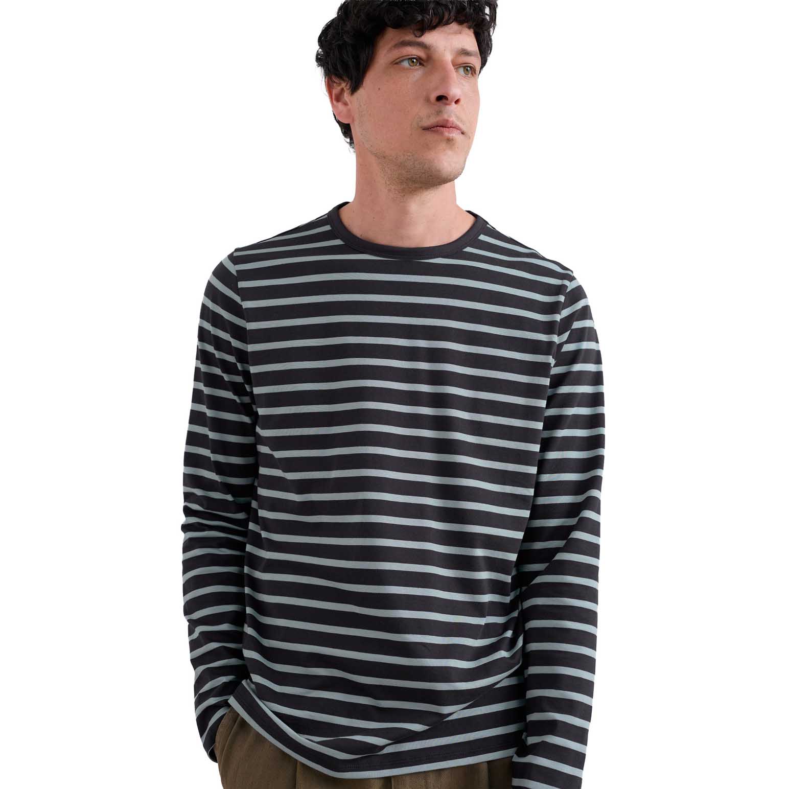 Seasalt Cornwall Sailor Shirt Breton Onyx Light Wade